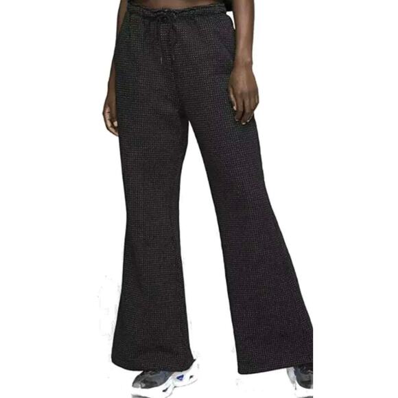 Nike Flare High Rise Polka Dot Pocket Casual Sweatpants Black White Size XL - Picture 1 of 11